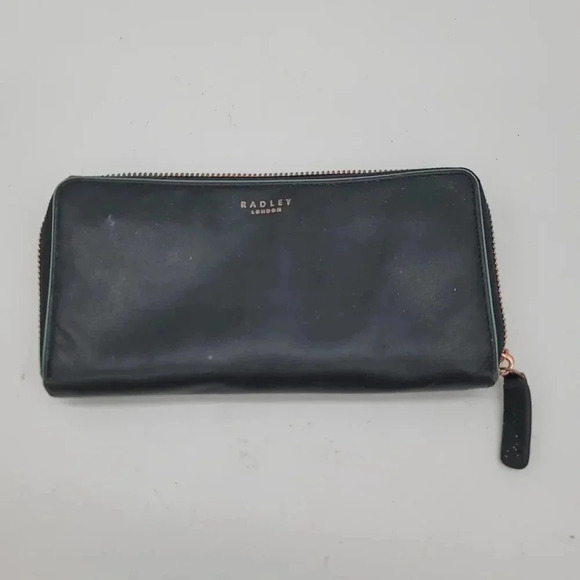 Radley London Women's Wallet Arlington Street Leather Zip Around Black 7.5" X 4" - Picture 1 of 8